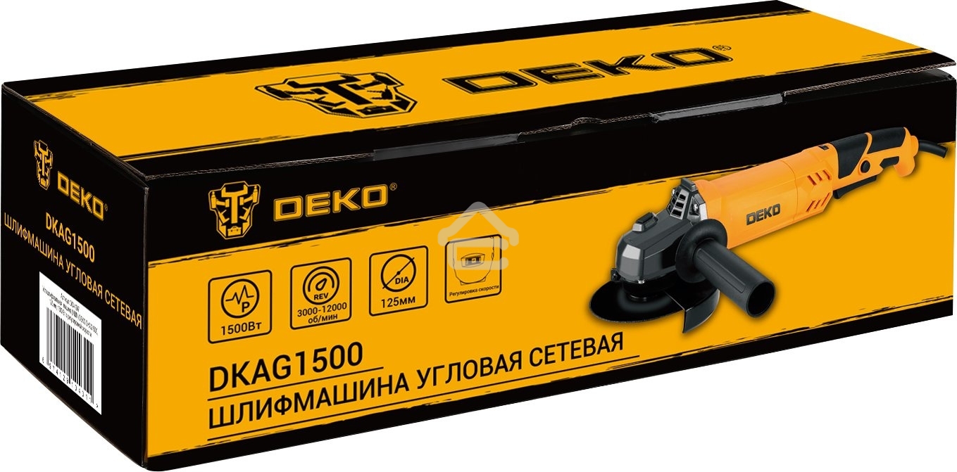 Угловая шлифовальная машина Deko DKAG1500 1500Вт 12000об/мин рез.шпин.:M14 d=125мм