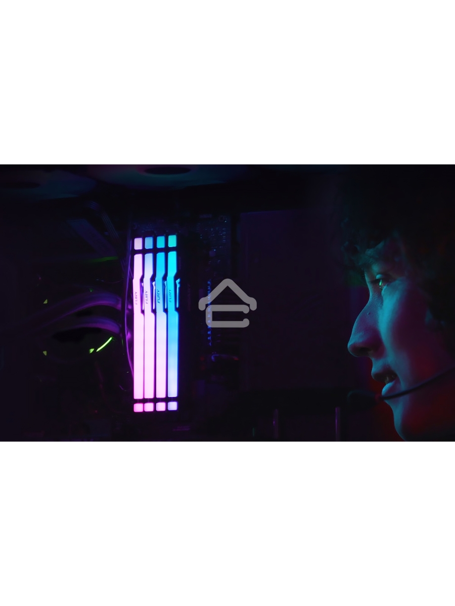 Оперативная память Kingston Fury Beast, DDR5, 16GB (1x16GB), 6000MHz, CL30, DIMM, с радиатором, RGB, черный