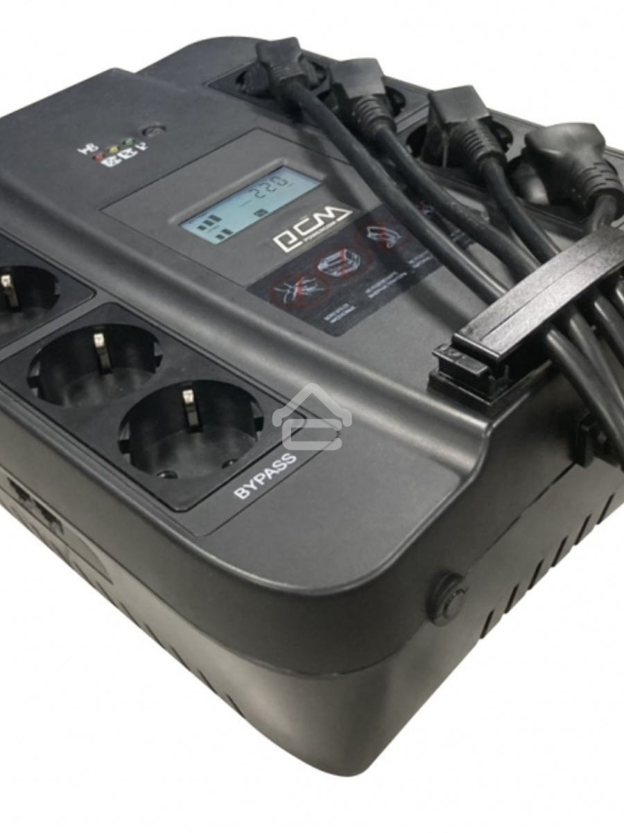 Источник бесперебойного питания Powercom Back-UPS SPIDER, Line-Interactive, LCD, AVR, 1100VA/605W, Schuko, USB, black (1452054)
