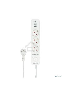 Сетевой фильтр Гарнизон EPS-3-CU2-W-2 2.0 Мультипорт 3р, 10А, 1xType-C PD, 2 х USB QC, 2м, ур.защиты 2+, белый, пак (21448)