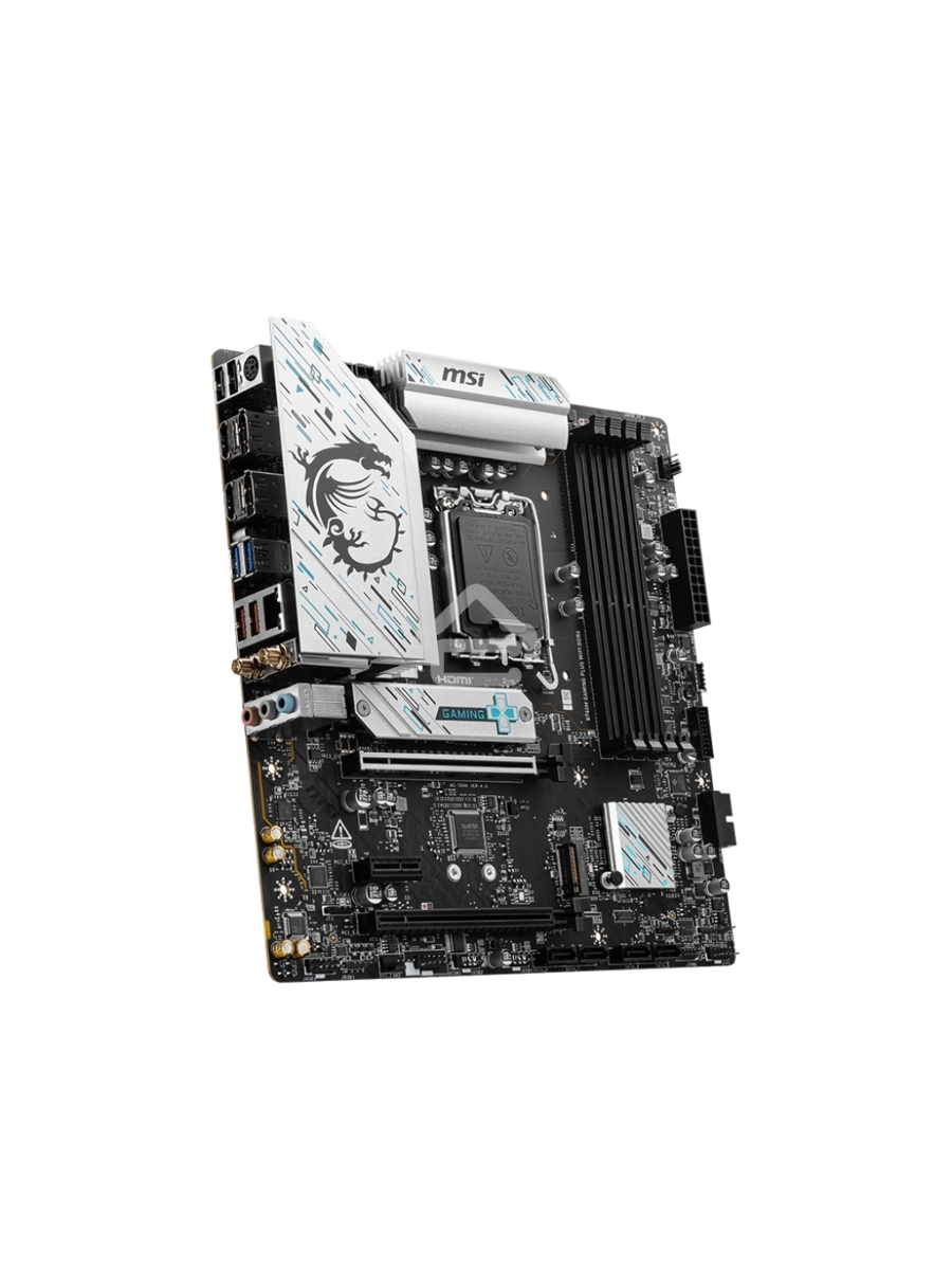Материнская плата MSI B760M GAMING PLUS WIFI DDR4, LGA1700, Intel B760, 4xDDR4, 4xSATA, 2xM.2, 1xPCIe 4.0 x16, 1xPCIe 4.0 x4, 2xPCIe 3.0 x1, 2xDP, 2xHDMI, 1x2.5Gb LAN, Wi-Fi 6E, Bluetooth 5.3, 4xUSB-A 5Gbps, 6xUSB-A 2.0, 3x3.5 мм, 7.1, mATX