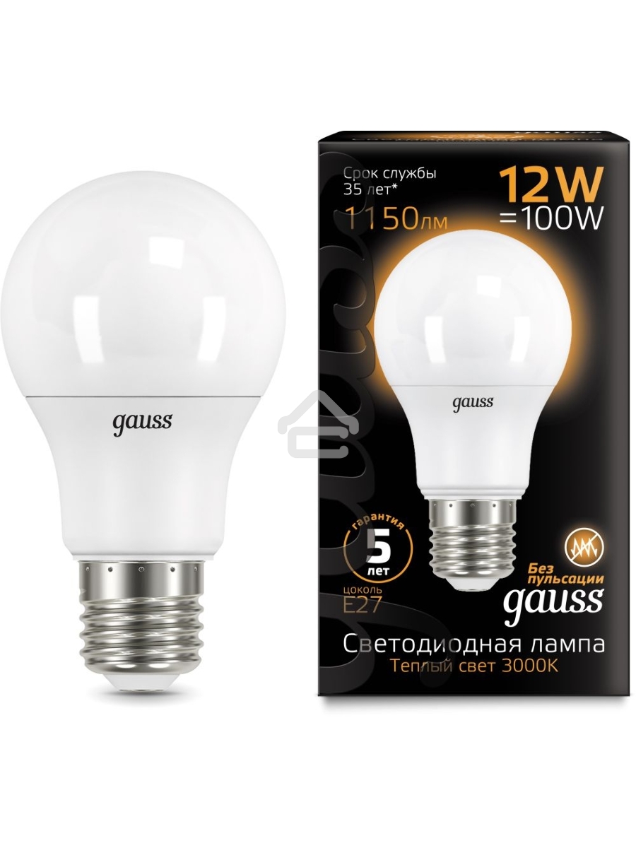Лампа светодиодная GAUSS LD102502112LED A60 globe 12W E27 2700K