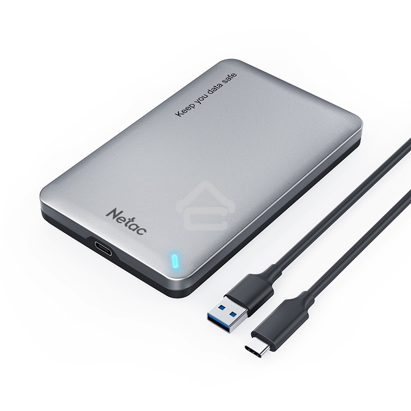 Внешний бокс 2.5 SATA Netac WH12 USB 3.0 NT07WH12-30CC слайд алюминиевый корпус, черно- серебристый