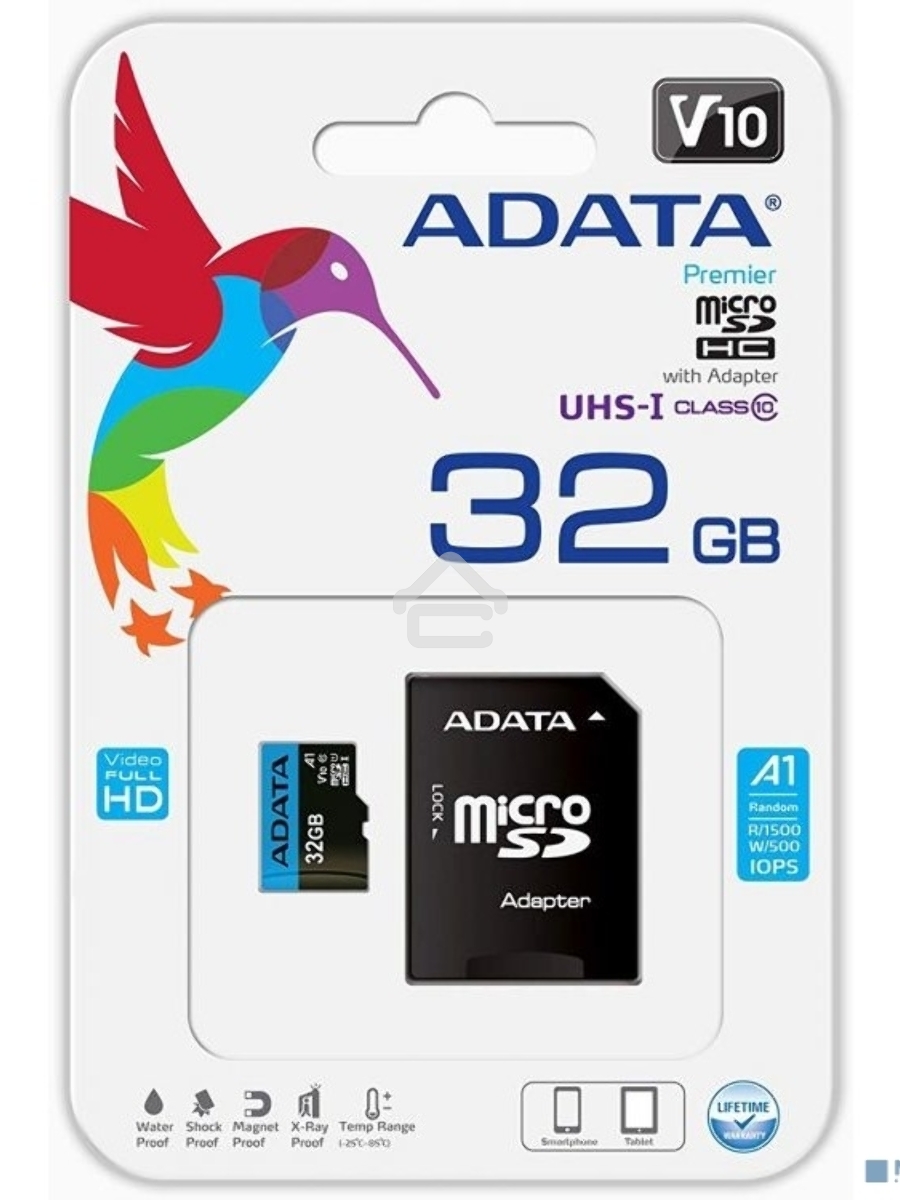 Флеш карта microSD 32GB ADATA microSDHC Class 10 UHS-I A1 100/20 MB/s (SD адаптер)