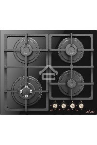 Варочная поверхность MONSHER MGG 67 RN Bronze, Classic, газ, 60 см, газ-контроль, автоматический электроподжиг, чугунные решетки, форсунки под сжиженый газ, поворотные переключатели, цвет черный/бронзовый
