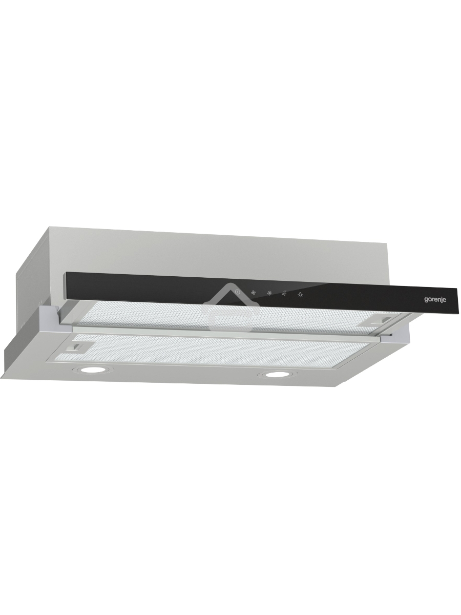 Встраиваемая вытяжка Gorenje TH64E3SGB, ширина 60 см, сенсорное управление, отвод и рециркуляция, 350 м3/ч, черный цвет