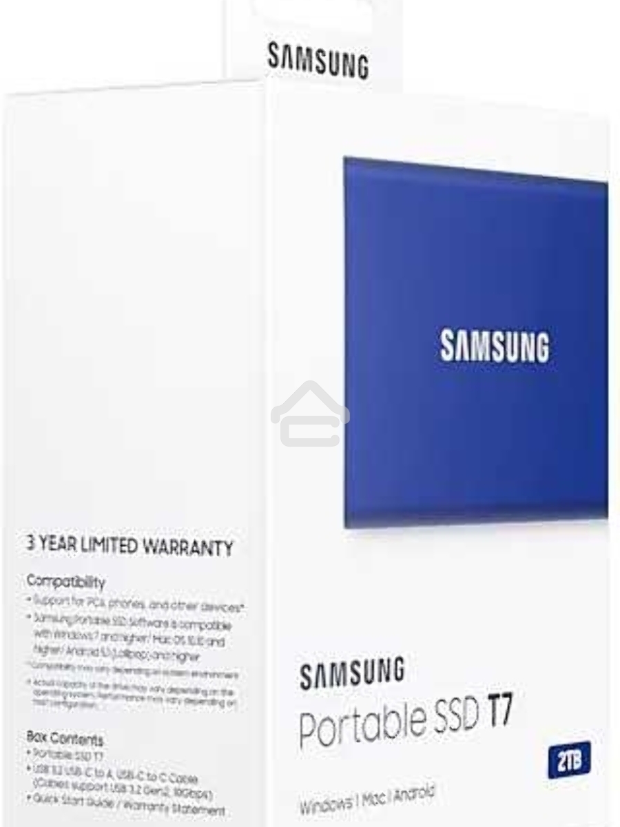 Твердотельный накопитель Samsung SSD 2TB T7, USB Type-C, R/W 1000/1050MB/s, Blue