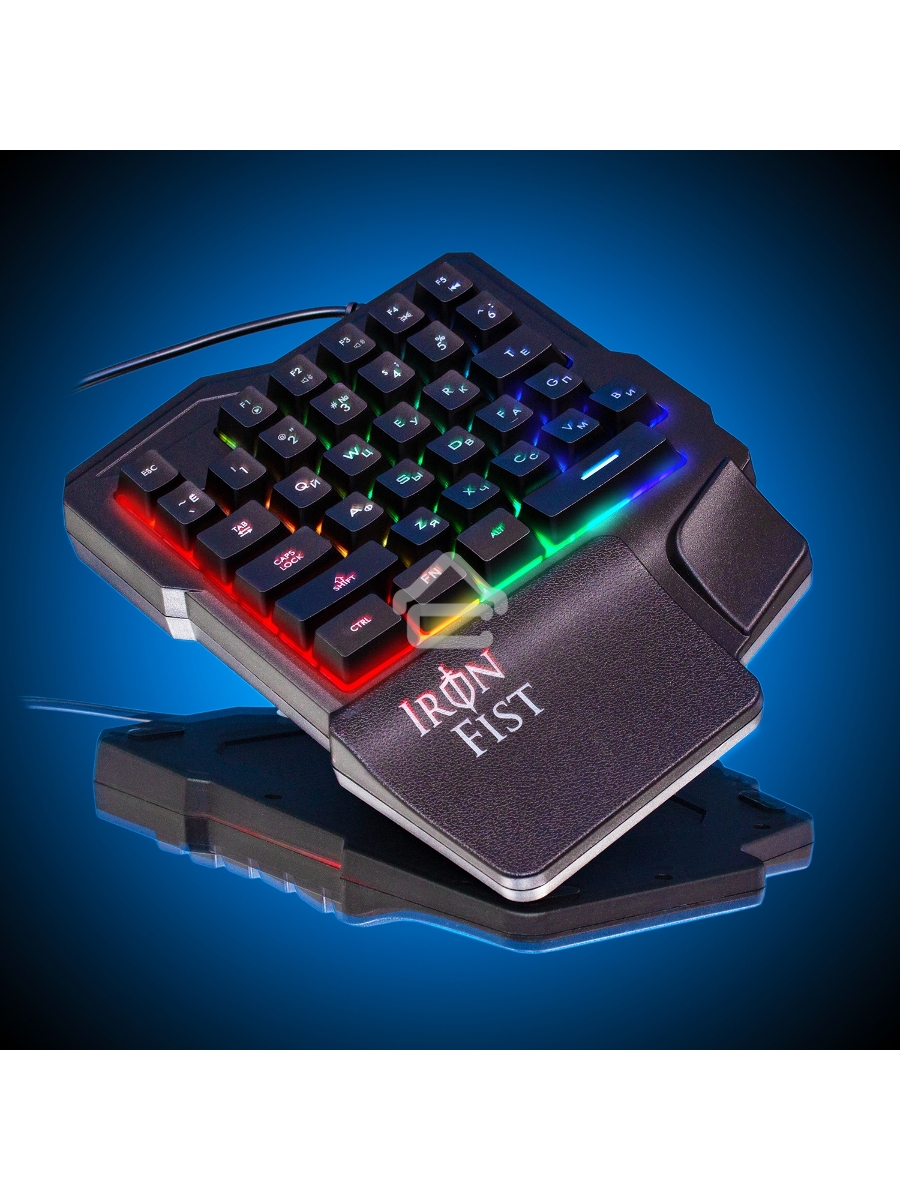 Игровой блок Oklick 701G IRON FIST черный USB for gamer LED (подставка для запястий)