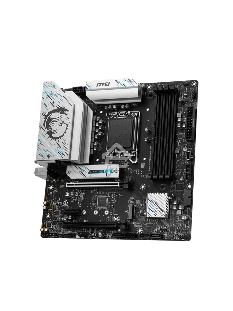 Материнская плата MSI B760M GAMING PLUS WIFI DDR4, LGA1700, Intel B760, 4xDDR4, 4xSATA, 2xM.2, 1xPCIe 4.0 x16, 1xPCIe 4.0 x4, 2xPCIe 3.0 x1, 2xDP, 2xHDMI, 1x2.5Gb LAN, Wi-Fi 6E, Bluetooth 5.3, 4xUSB-A 5Gbps, 6xUSB-A 2.0, 3x3.5 мм, 7.1, mATX