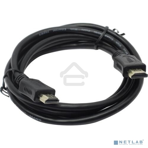 Кабель HDMI C-HM-HM-1.8M Wize, 1.8 м, v.2.0, 19M/19M, позол.разъемы, экран, черный, пакет