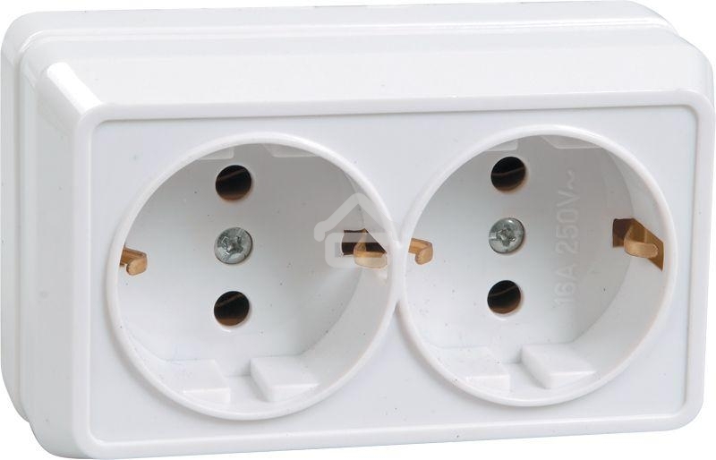 Розетка Iek ERO21-K33-16-DC РС22-3-ОКм 2местн. с з/к 16А откр.уст. ОКТАВА (кремовый)