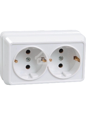 Розетка Iek ERO21-K33-16-DC РС22-3-ОКм 2местн. с з/к 16А откр.уст. ОКТАВА (кремовый)