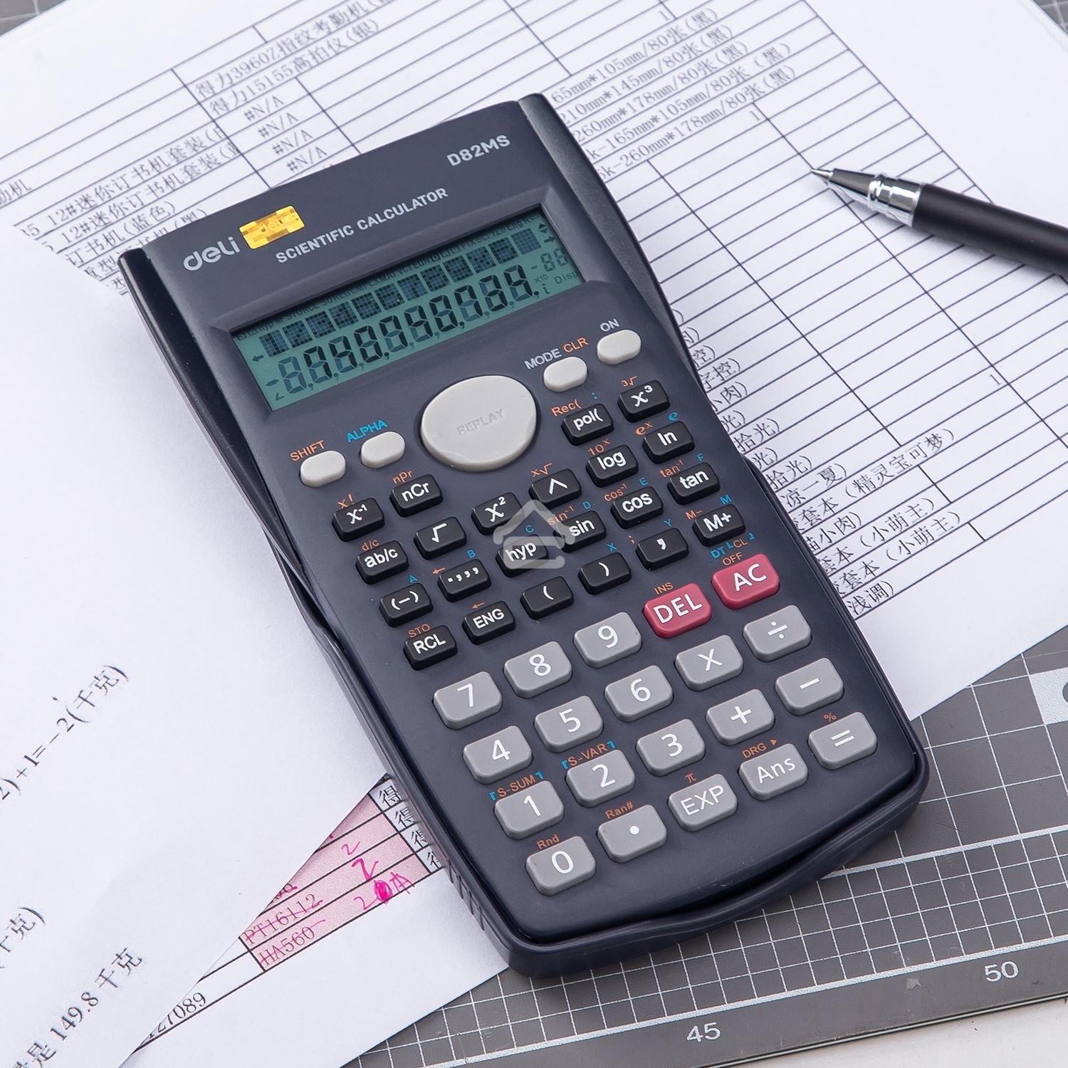 Калькулятор научный Deli ED82MS темно-синий 10+2-разр.