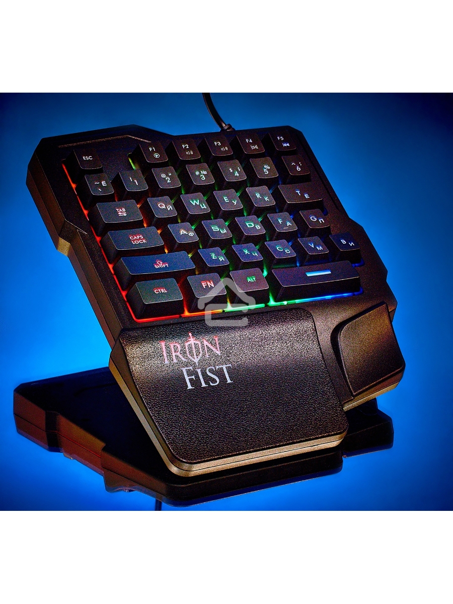 Игровой блок Oklick 701G IRON FIST черный USB for gamer LED (подставка для запястий)