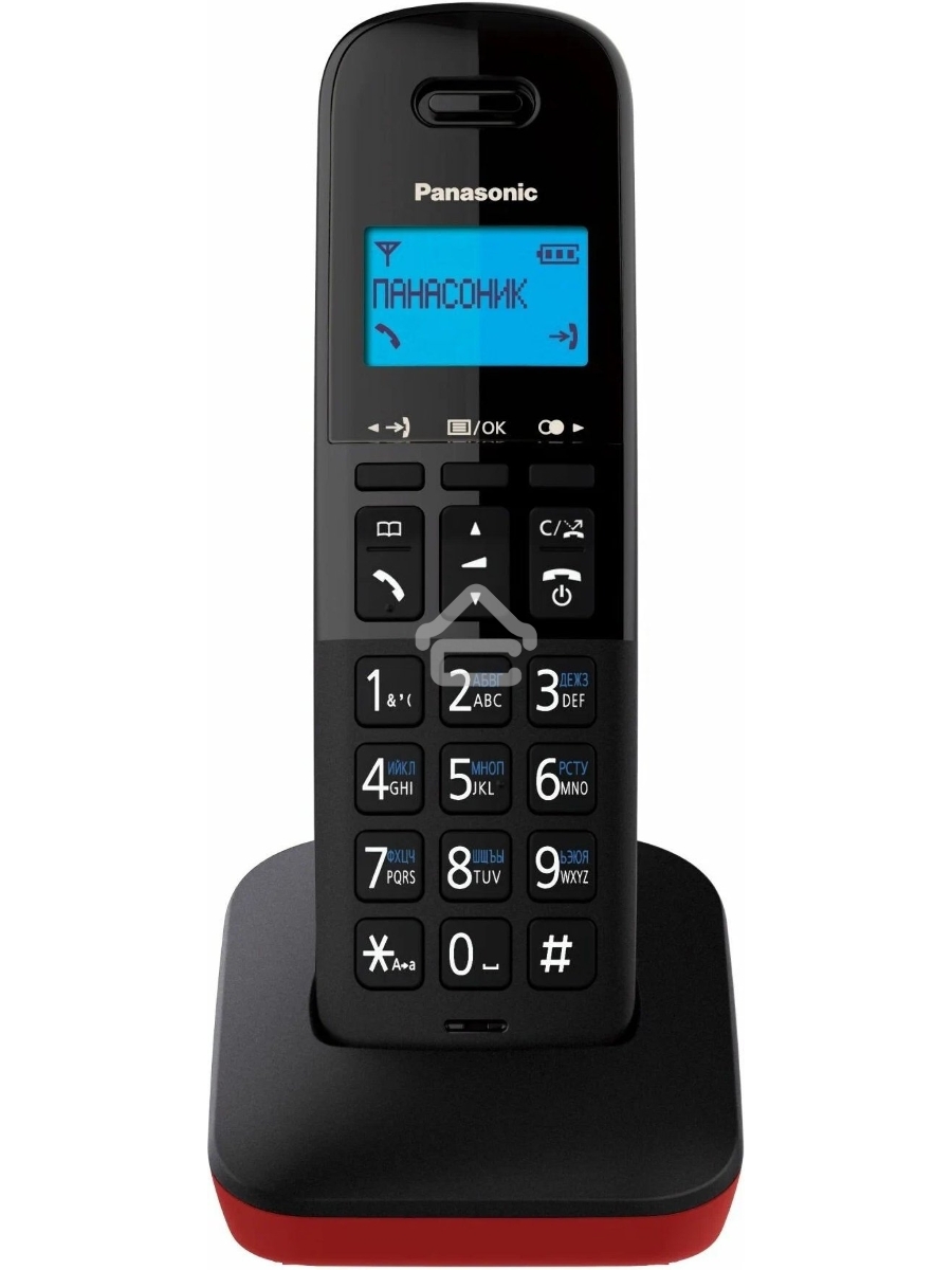 Телефон беспроводной (DECT) Panasonic KX-TGB610RUR, Монохромный, АОН, черный/красный