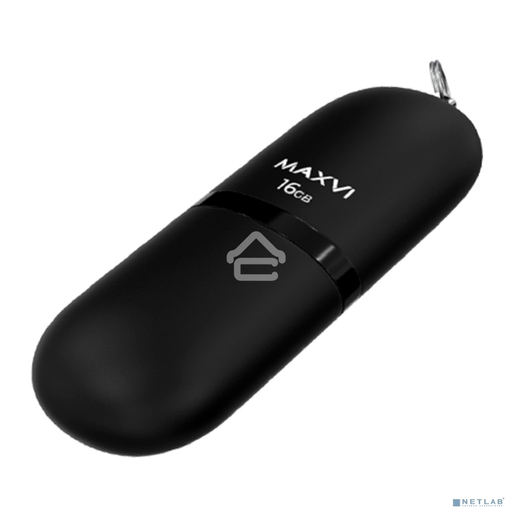 Флешка USB R/W Maxvi SF 16GB USB 2.0 black, монолит с колпачком, soft touch
