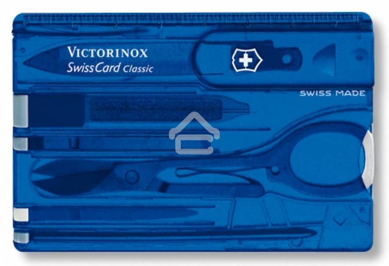 Швейцарская карта Victorinox SwissCard Classic (0.7122.T2) синий полупрозрачный коробка подарочная