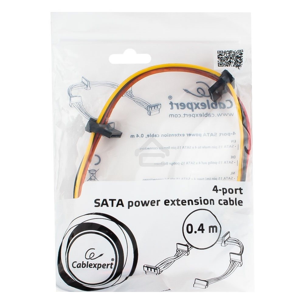 Кабель Cablexpert Кабеля питания SATA, 4x15pin(M)/15pin(F), 40 см (CC-SATAMF-03)
