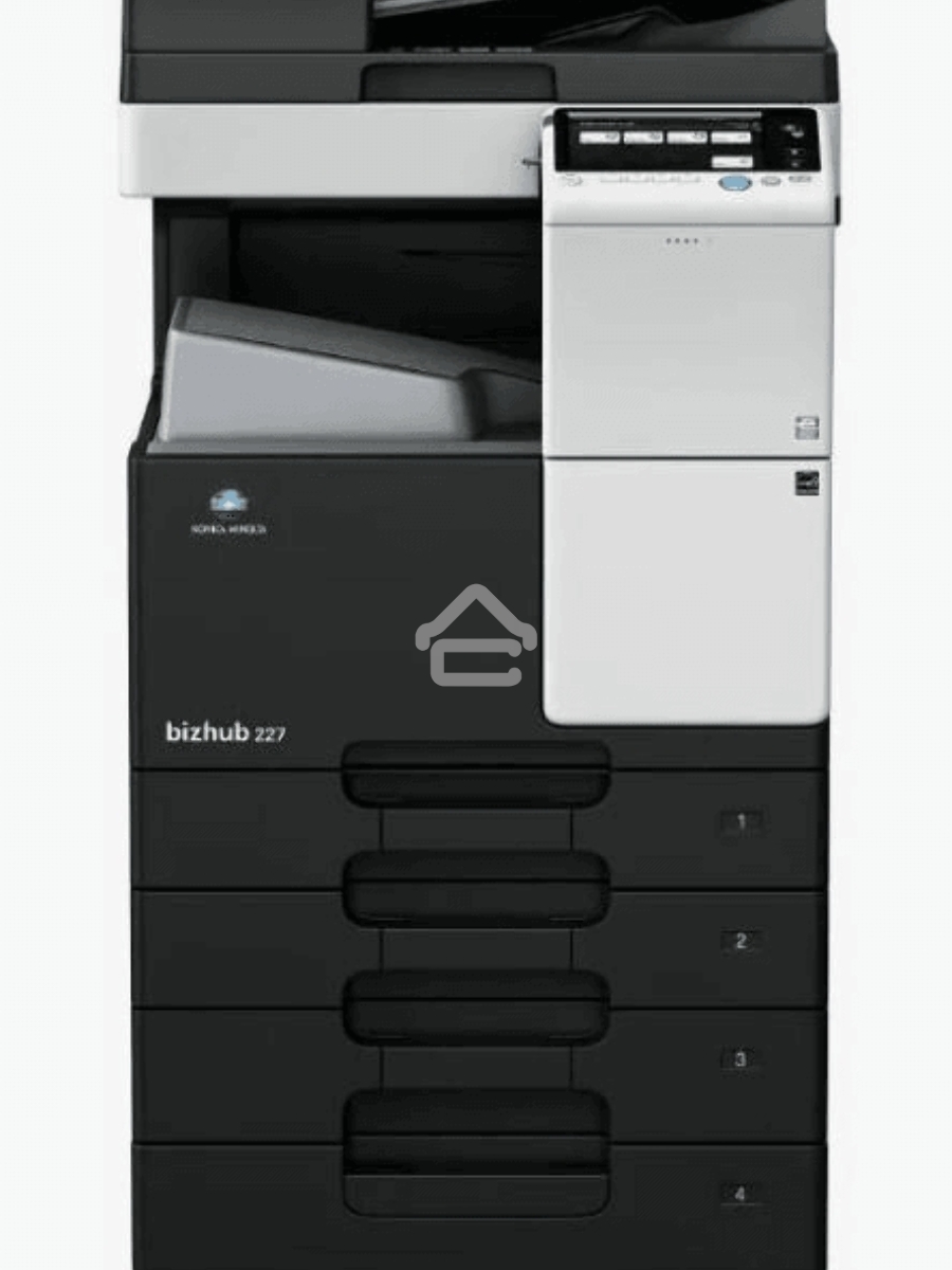 МФУ Konica-Minolta bizhub 227 монохромное, (A3, 22 стр./мин., 19000стр/мес, 250GB, сеть, дуплекс, 2*500л, 2GB, без крышки или автоподатчика, без тонера), обязат. установка специалистом АСЦ