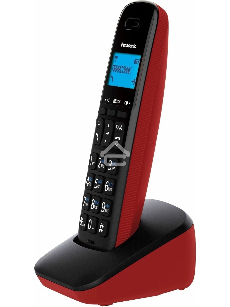 Телефон беспроводной (DECT) Panasonic KX-TGB610RUR, Монохромный, АОН, черный/красный