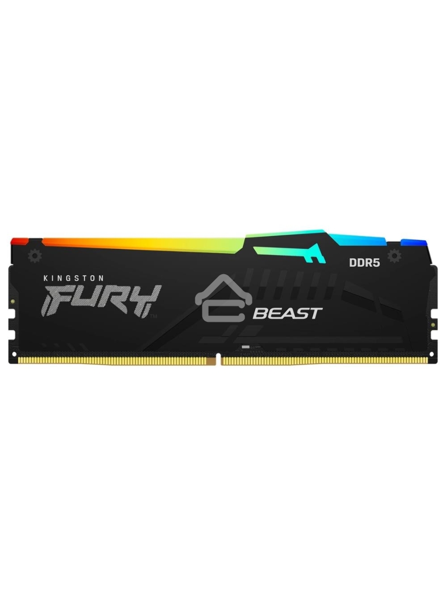 Оперативная память Kingston Fury Beast, DDR5, 16GB (1x16GB), 5600MHz, CL40, DIMM, с радиаторами, RGB, черный