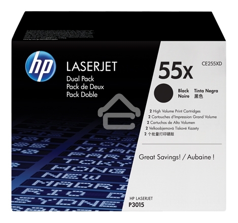 Картридж лазерный набор из 2 шт HP LaserJet CE255XD черный для LJ P3015(2 х 12500стр)