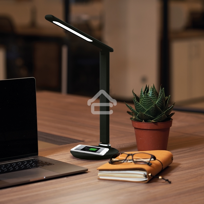 Светильник настольный Rexant Status LED, USB-зарядка устройств, 2700-6500 К, диммирование, 220 В, эффект тиснения под кожу