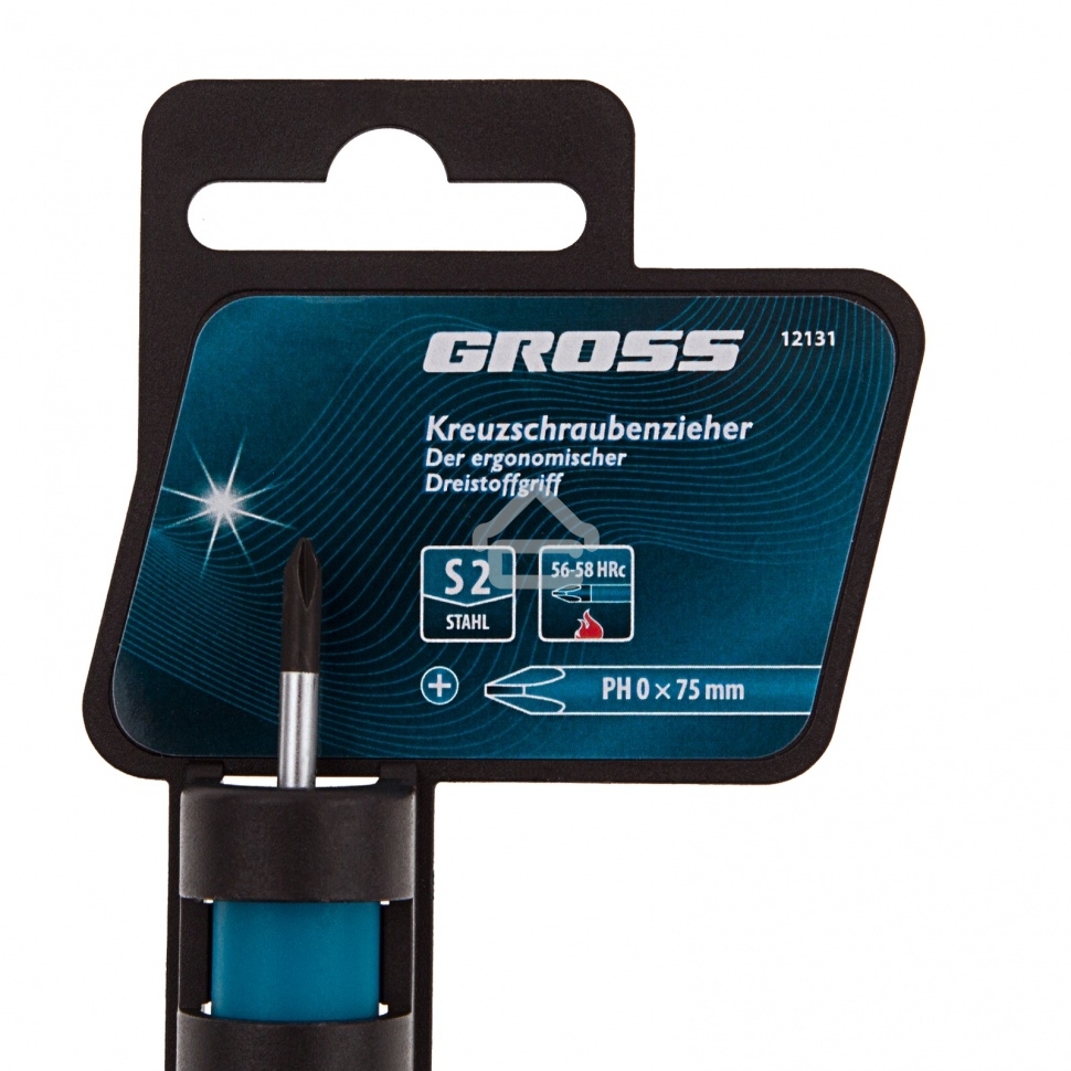 Отвертка Gross 12131 PH0 x 75 мм S2, трехкомпонентная рукоятка
