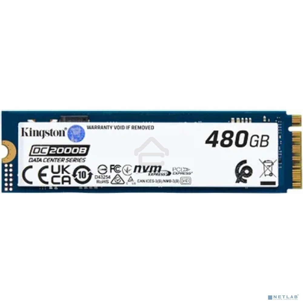 Накопитель SSD Kingston DC2000B, 480Gb, PCIe 4.0 x4, M.2 2280, R/W 7000/800