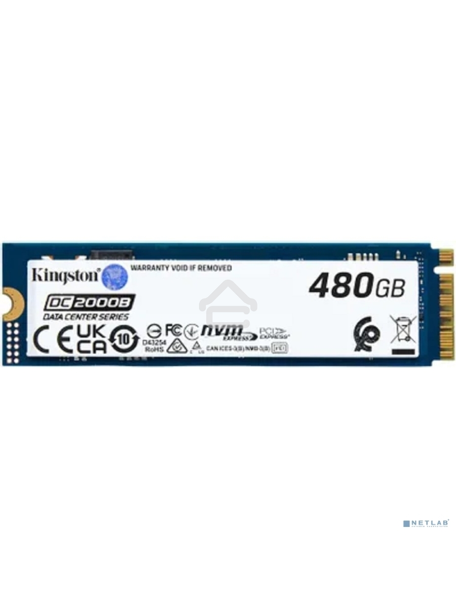 Накопитель SSD Kingston DC2000B, 480GB, PCIe 4.0 x4, M.2 2280, R/W 7000/800