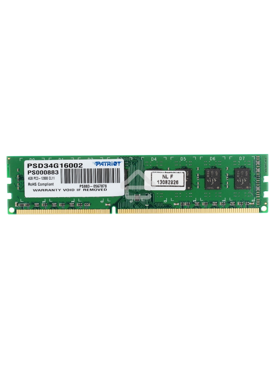 Оперативная память Patriot, DDR3, 4GB (1x4 GB), 1600 MHz, CL11, DIMM