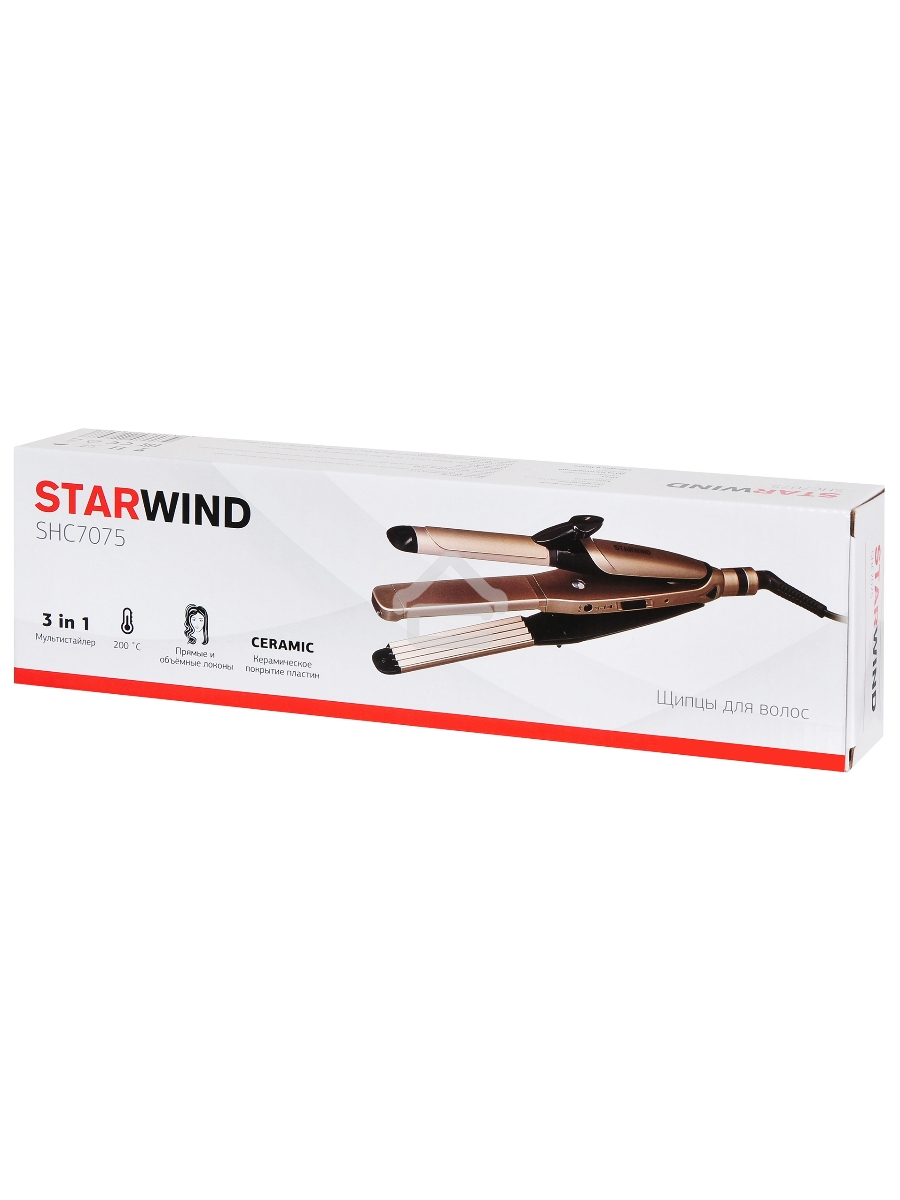 Выпрямитель Starwind SHC 7075 55Вт черный/шампань (макс.темп.:200С)