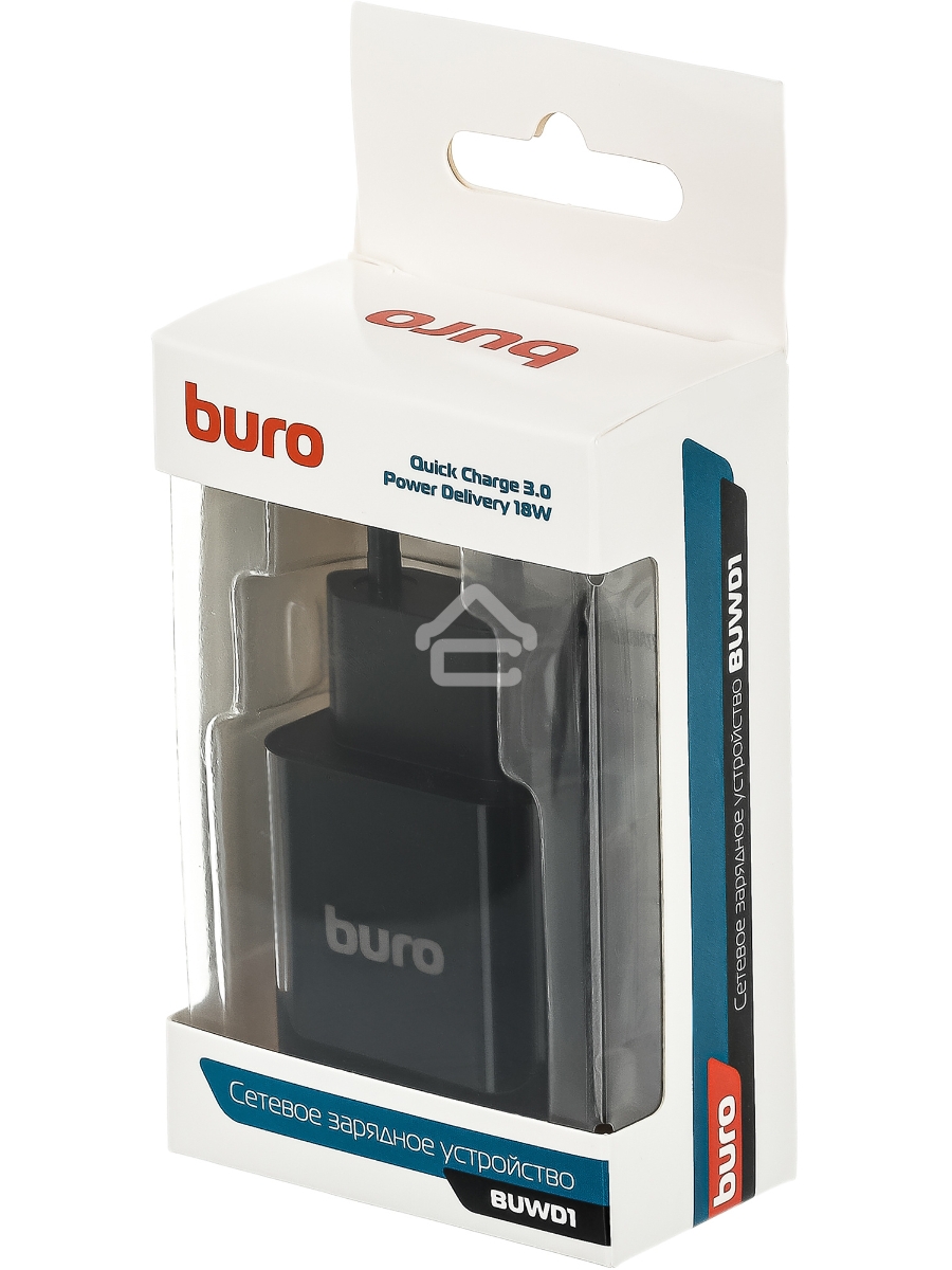 Сетевое зарядное устройство Buro BUWD1 3A PD+QC черный