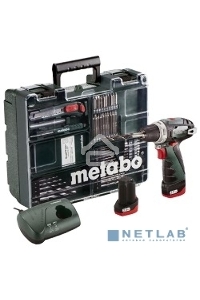 Дрель-шуруповерт Metabo PowerMaxx BS Basic Set 600080880, Аккумуляторный, 12В, 2 АКБ, Кейс