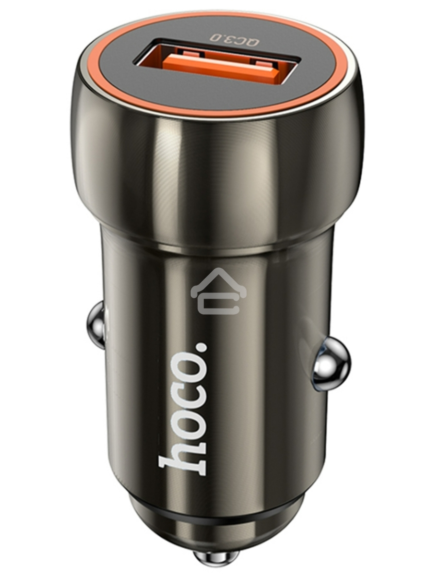 Автомобильная зарядка HOCO Z46 Blue shield, 1xUSB, 18W, серый металлик