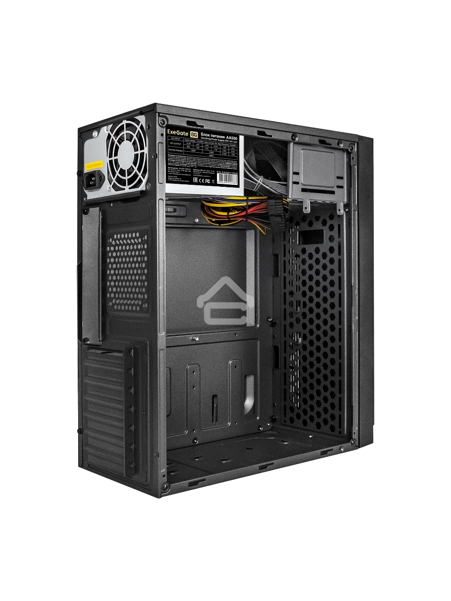 Компьютерный корпус Miditower ExeGate AA-440-AA500 (ATX, AA500 8 см, 2*USB, аудио)