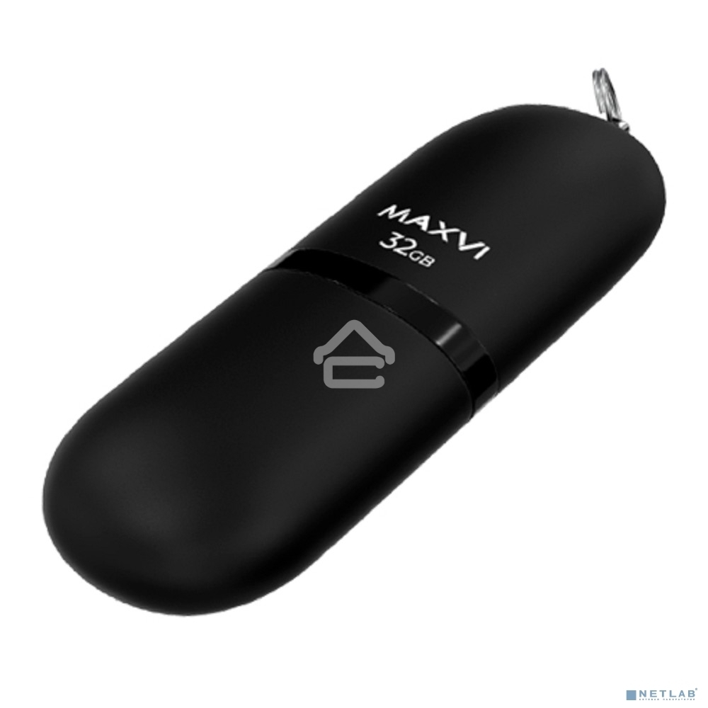 Флешка USB R/W Maxvi SF 32GB USB 2.0 black, монолит с колпачком, soft touch