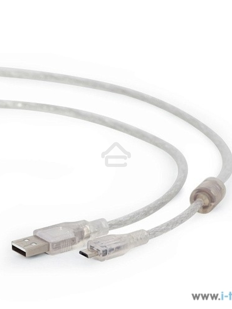Кабель Cablexpert USB 2.0 Pro, AM/microBM, 1,8м, экран, феррит.кольцо, прозрачны (CCP-mUSB2-AMBM-6-TR)