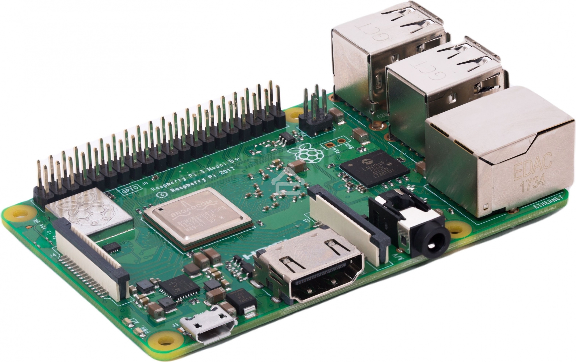 Компьютер Мини Raspberry Pi 3 Model B+ (RA433, E14 Version) Retail, 1GB RAM, Cortex-A53 (ARMv8) 64-bit SoC @ 1.4GHz Broadcom BCM2837B0 CPU, WiFi, Bluetooth, 40-pin extended GPIO, 4x USB 2.0, HDMI, CSI camera port, DSI displ.port, MicroSD port (137-3331), 