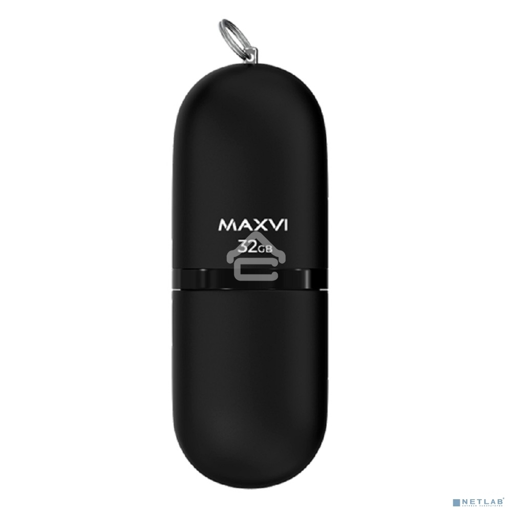 Флешка USB R/W Maxvi SF 32GB USB 2.0 black, монолит с колпачком, soft touch