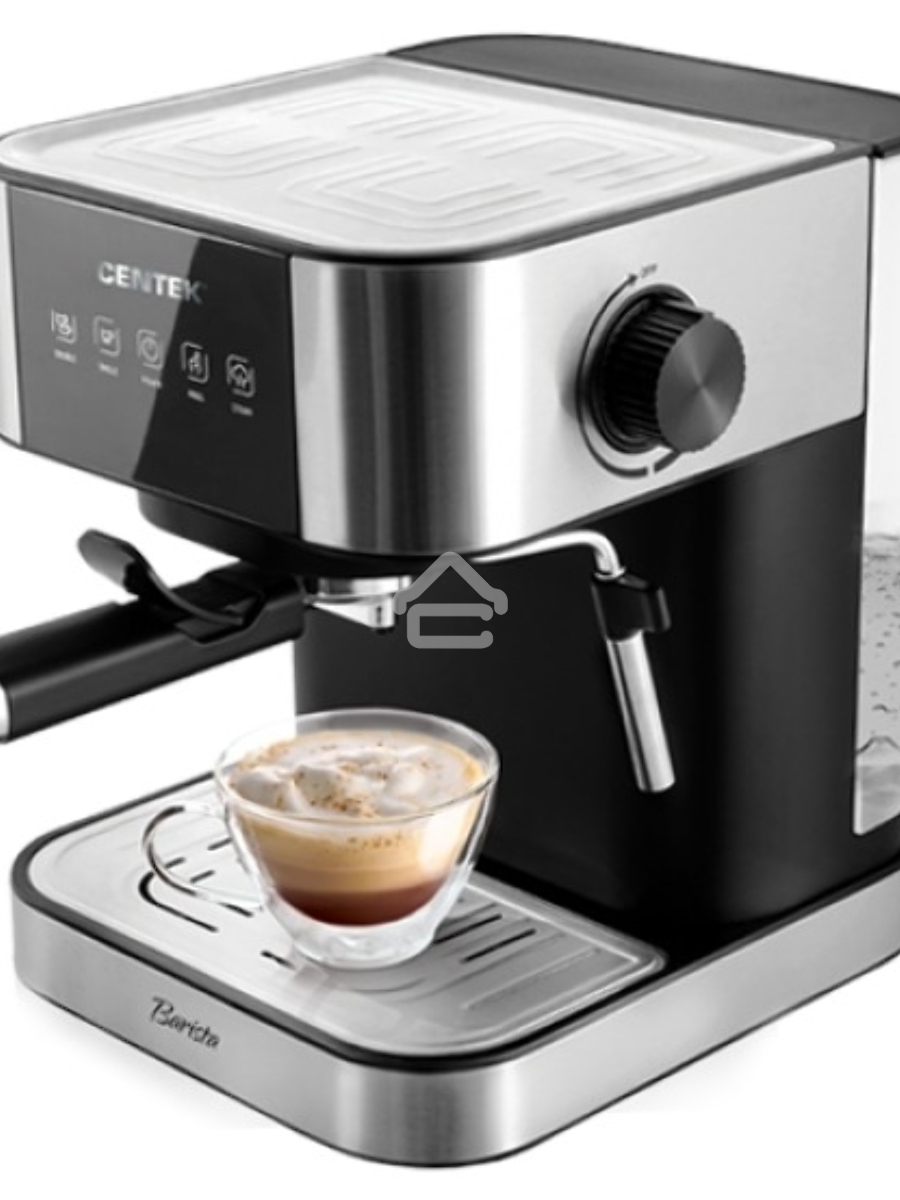 Кофеварка рожковая Centek CT-1164 серебристый, исп. кофе - молотый, 1.5 л, 1150 Вт, 15 Бар.