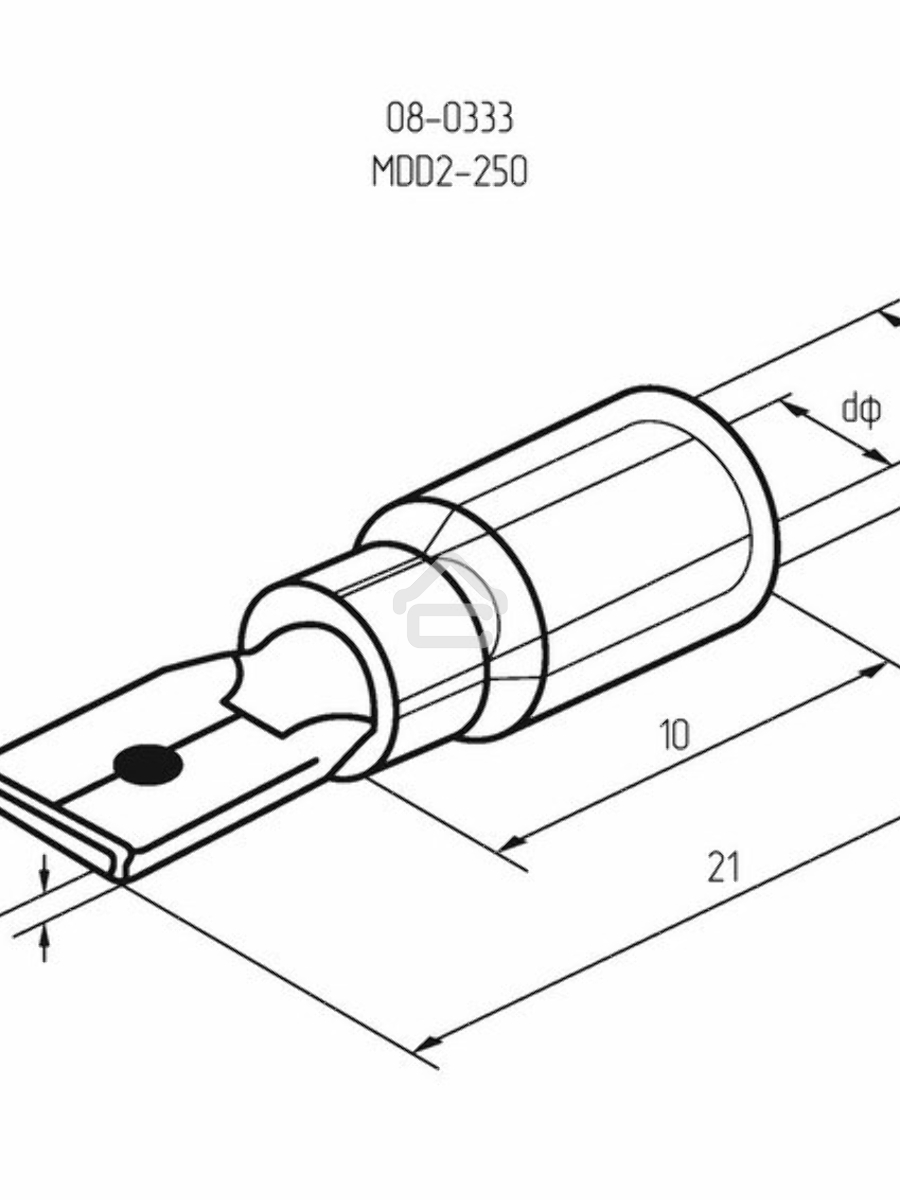 Клеммы,сжим Rexant(08-0333) КЛЕММА ПЛОСКАЯ изолированная (КПИ штекер - 6.3мм) 1.5-2.5мм (MDD2-250, VM2-250) (100 шт. в уп.)