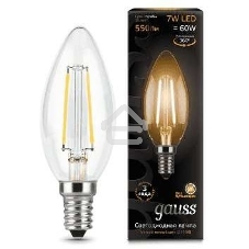 Лампа светодиодная Gauss LED Filament Свеча E14 7W 550lm 2700К 1/10/50