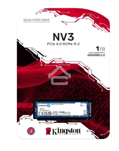 Накопитель SSD Kingston NV3, 1Tb, M.2 2280, NVMe, PCIe 4.0, R/W 6000/4000