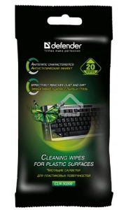 Чистящие салфетки Defender ECO для пластик.поверхностей, (не применять для ЖК- экранов!) /мягкая упаковка/ 20 шт /Россия