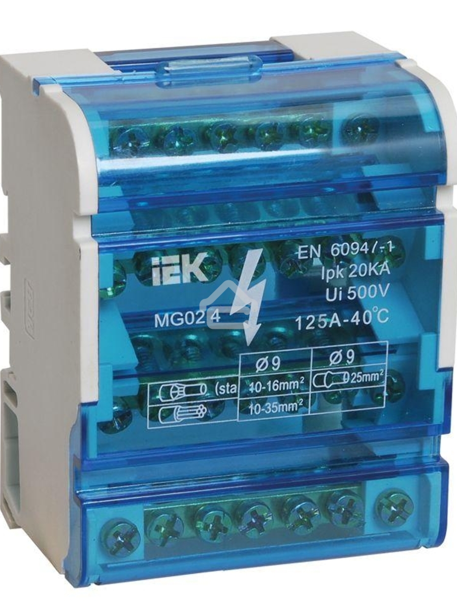 Шины на DIN-рейку в корпусе Iek YND10-4-07-100 (кросс-модуль) ШНК 4х7 3L+PEN ИЭК