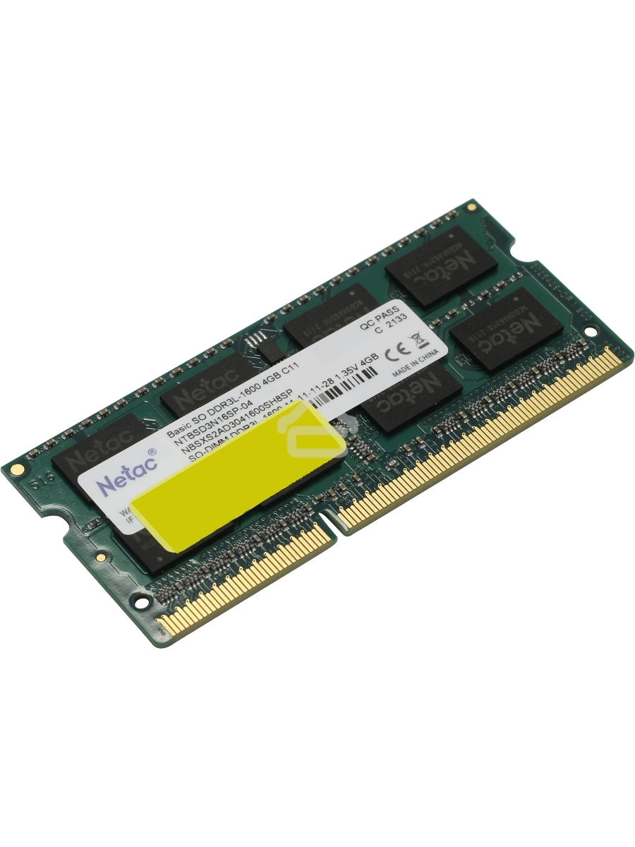 Оперативная память NETAC Basic, DDR3L, 4GB (1x4GB), 1600MHz, CL11, SO-DIMM