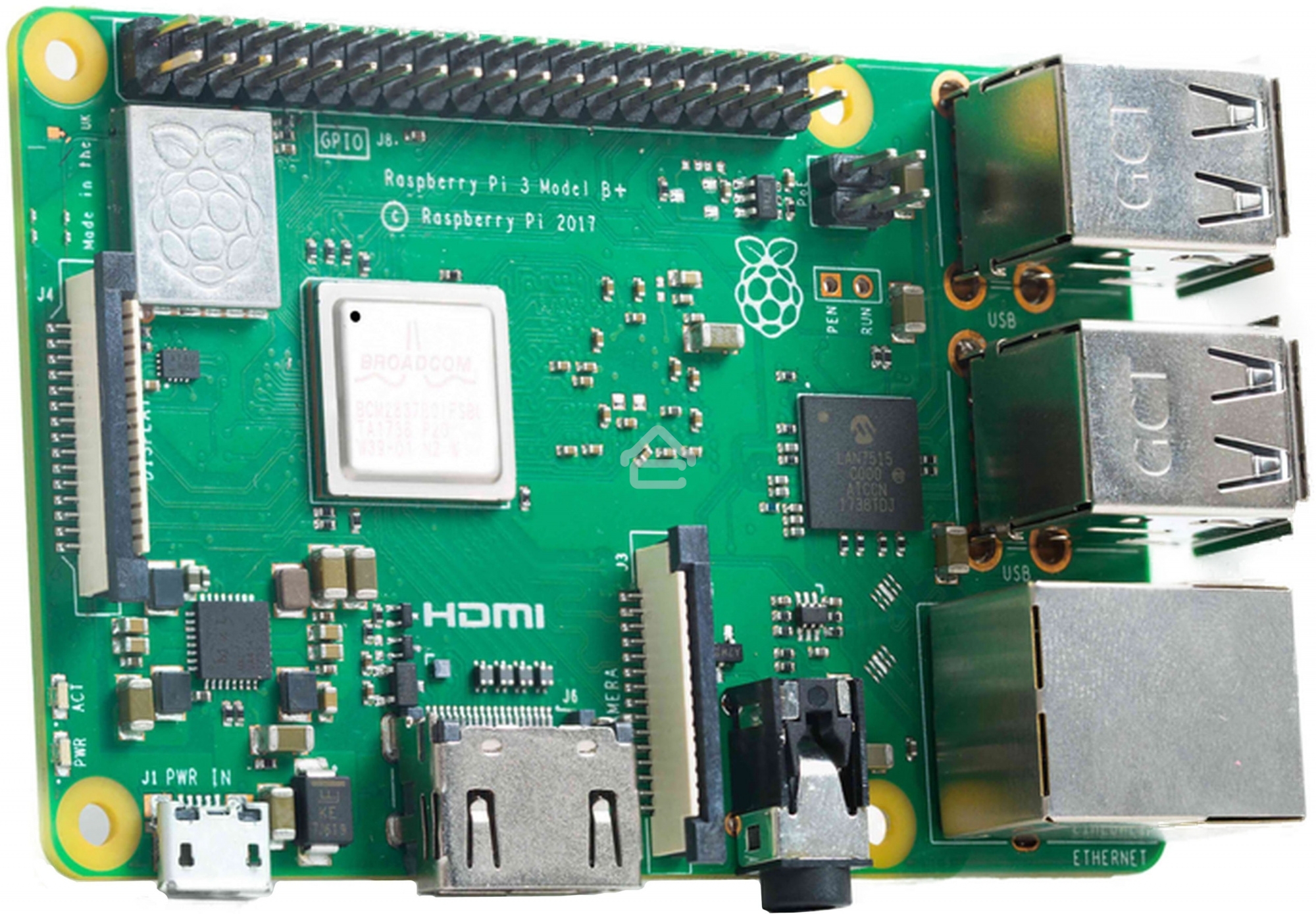 Компьютер Мини Raspberry Pi 3 Model B+ (RA433, E14 Version) Retail, 1GB RAM, Cortex-A53 (ARMv8) 64-bit SoC @ 1.4GHz Broadcom BCM2837B0 CPU, WiFi, Bluetooth, 40-pin extended GPIO, 4x USB 2.0, HDMI, CSI camera port, DSI displ.port, MicroSD port (137-3331), 