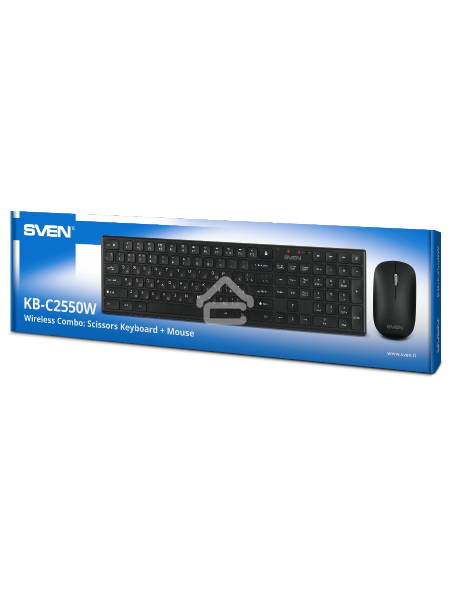 Беспроводной набор Sven ножничная клавиатура + мышь KB-C2550W чёрный (109 кл.,12Fn, 1000DPI, 2+1 кл.)