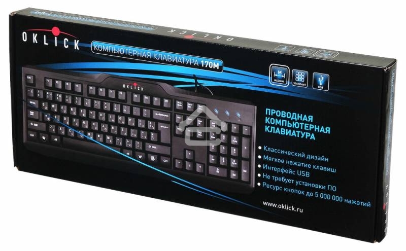 Клавиатура проводная Oklick 170M черный USB (855272)